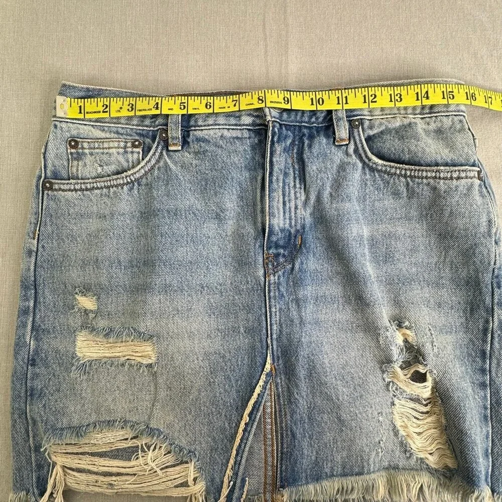We the free distressed denim mini‎ skirt